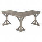 Linen White Oak / Driftwood Gray Farmhouse L-Shaped Desk, Single-Person, 60W