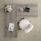 Linen White Oak / Driftwood Gray Farmhouse L-Shaped Desk, Single-Person, 60W