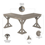 Linen White Oak / Driftwood Gray Farmhouse L-Shaped Desk, Single-Person, 60W