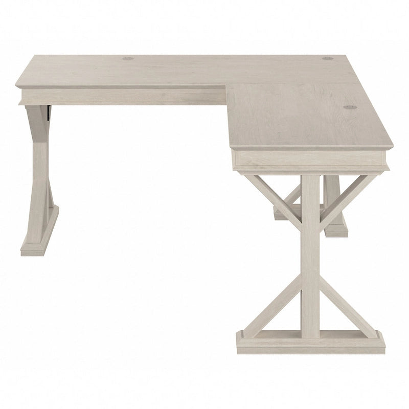 Linen White Oak / Driftwood Gray Farmhouse L-Shaped Desk, Single-Person, 60W