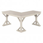 Linen White Oak / Driftwood Gray Farmhouse L-Shaped Desk, Single-Person, 60W