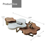 Walnut Brown Cloud-Shaped Nesting Coffee Table Set, Metal Legs, Set of 3