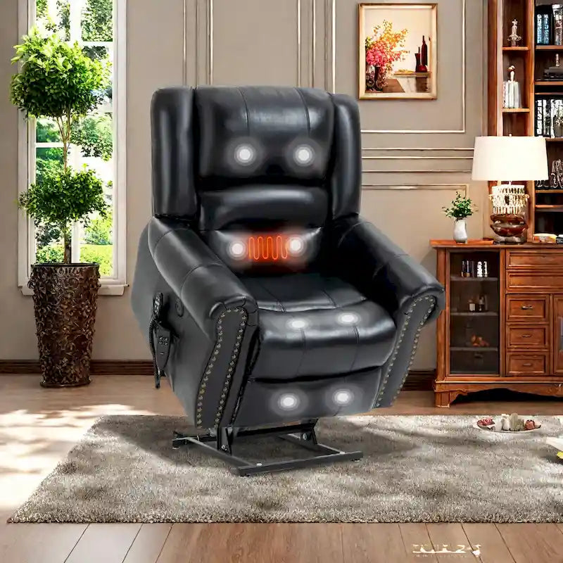 Brown Power Lift Recliner Chair with Massage & Heat, Single Seat