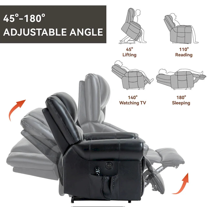 Brown Power Lift Recliner Chair with Massage & Heat, Single Seat