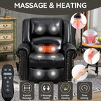 Brown Power Lift Recliner Chair with Massage & Heat, Single Seat