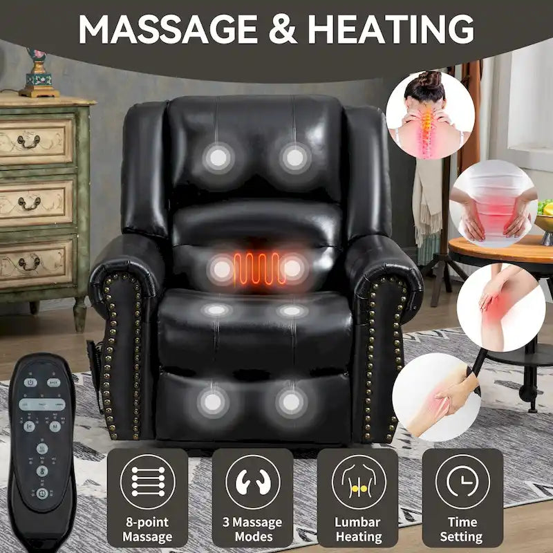 Brown Power Lift Recliner Chair with Massage & Heat, Single Seat