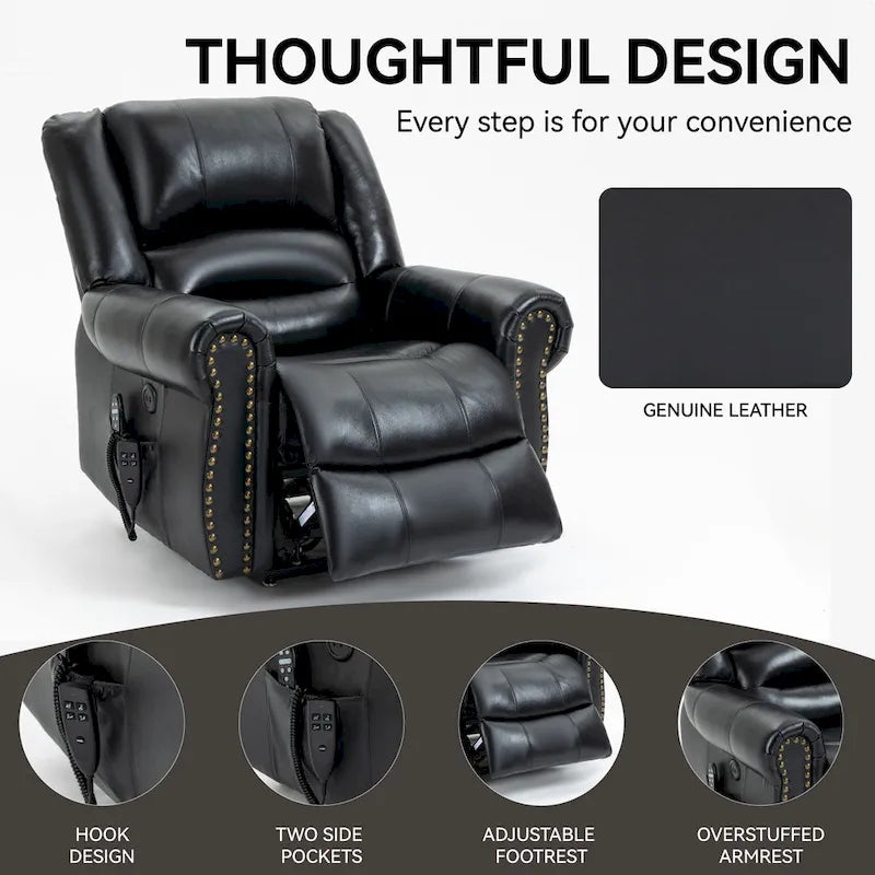 Brown Power Lift Recliner Chair with Massage & Heat, Single Seat