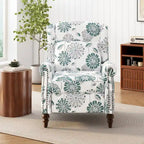 Beige / White+Blue Wingback Push-Back Recliner, Single Seat