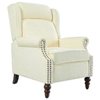 Beige / White+Blue Wingback Push-Back Recliner, Single Seat