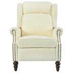 Beige / White+Blue Wingback Push-Back Recliner, Single Seat