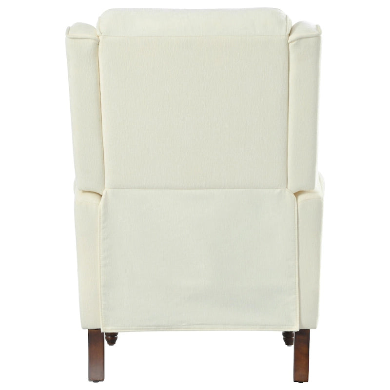 Beige / White+Blue Wingback Push-Back Recliner, Single Seat