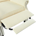 Beige / White+Blue Wingback Push-Back Recliner, Single Seat