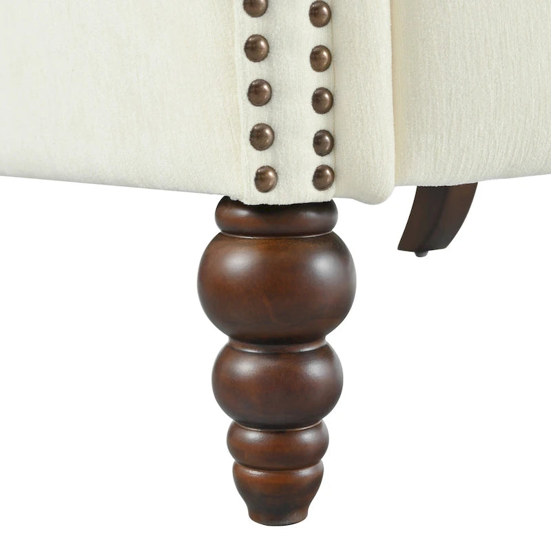 Beige / White+Blue Wingback Push-Back Recliner, Single Seat