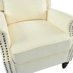 Beige / White+Blue Wingback Push-Back Recliner, Single Seat