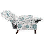 Beige / White+Blue Wingback Push-Back Recliner, Single Seat
