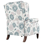 Beige / White+Blue Wingback Push-Back Recliner, Single Seat