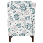 Beige / White+Blue Wingback Push-Back Recliner, Single Seat