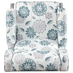 Beige / White+Blue Wingback Push-Back Recliner, Single Seat