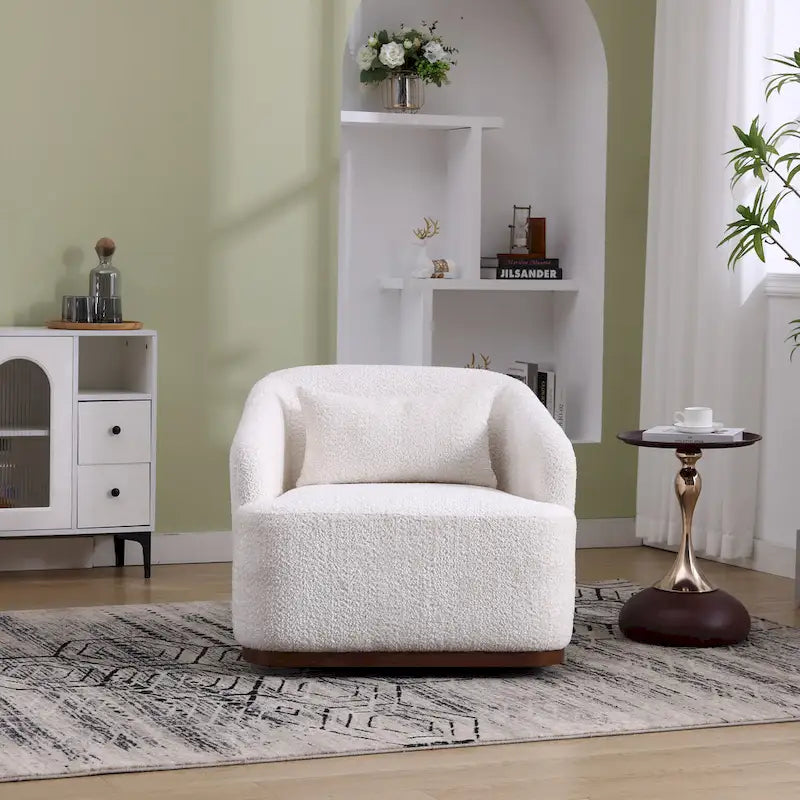 Emerald / Brown / Black / White / Gray / Wine Red Chenille & PU Swivel Accent Chair, Single Seat