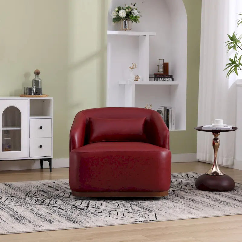 Emerald / Brown / Black / White / Gray / Wine Red Chenille & PU Swivel Accent Chair, Single Seat