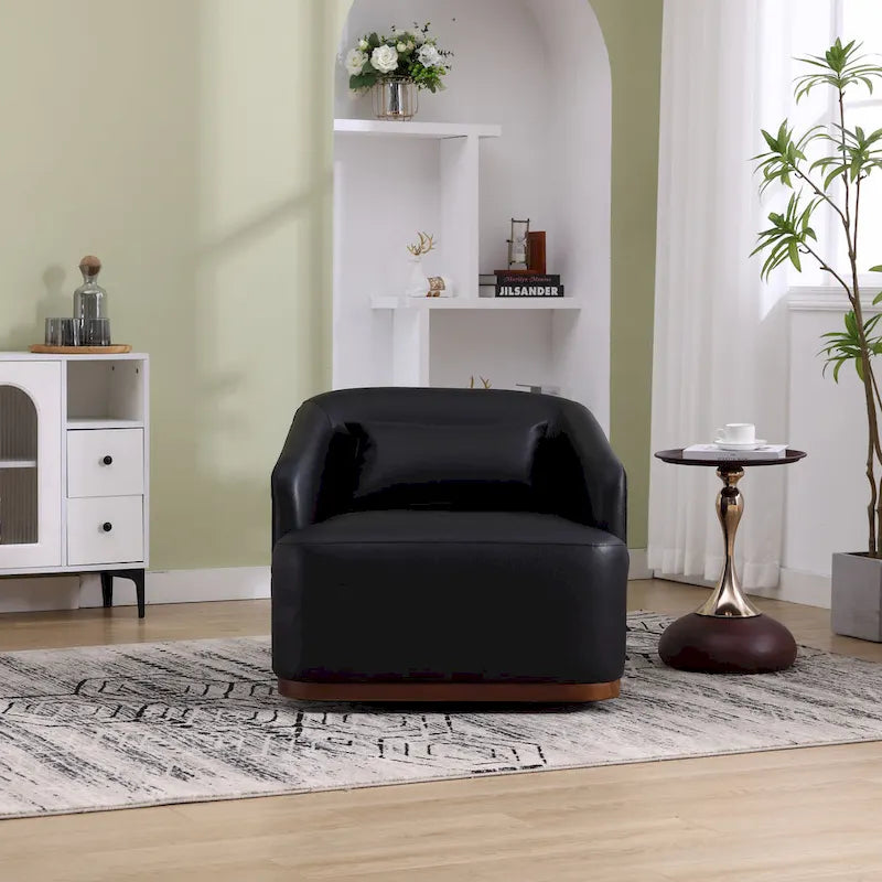 Emerald / Brown / Black / White / Gray / Wine Red Chenille & PU Swivel Accent Chair, Single Seat