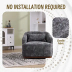 Emerald / Brown / Black / White / Gray / Wine Red Chenille & PU Swivel Accent Chair, Single Seat