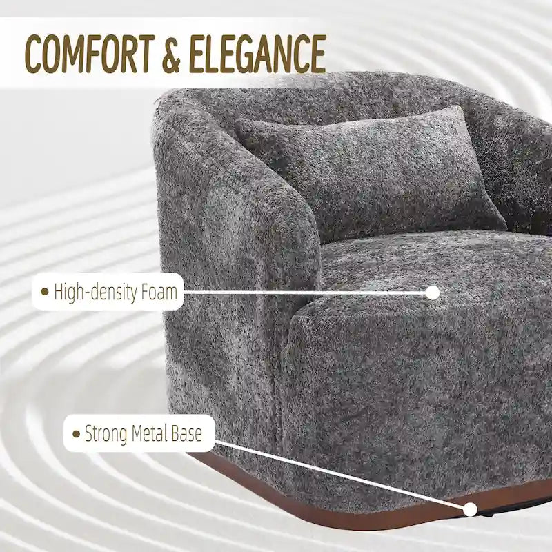 Emerald / Brown / Black / White / Gray / Wine Red Chenille & PU Swivel Accent Chair, Single Seat