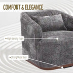 Emerald / Brown / Black / White / Gray / Wine Red Chenille & PU Swivel Accent Chair, Single Seat