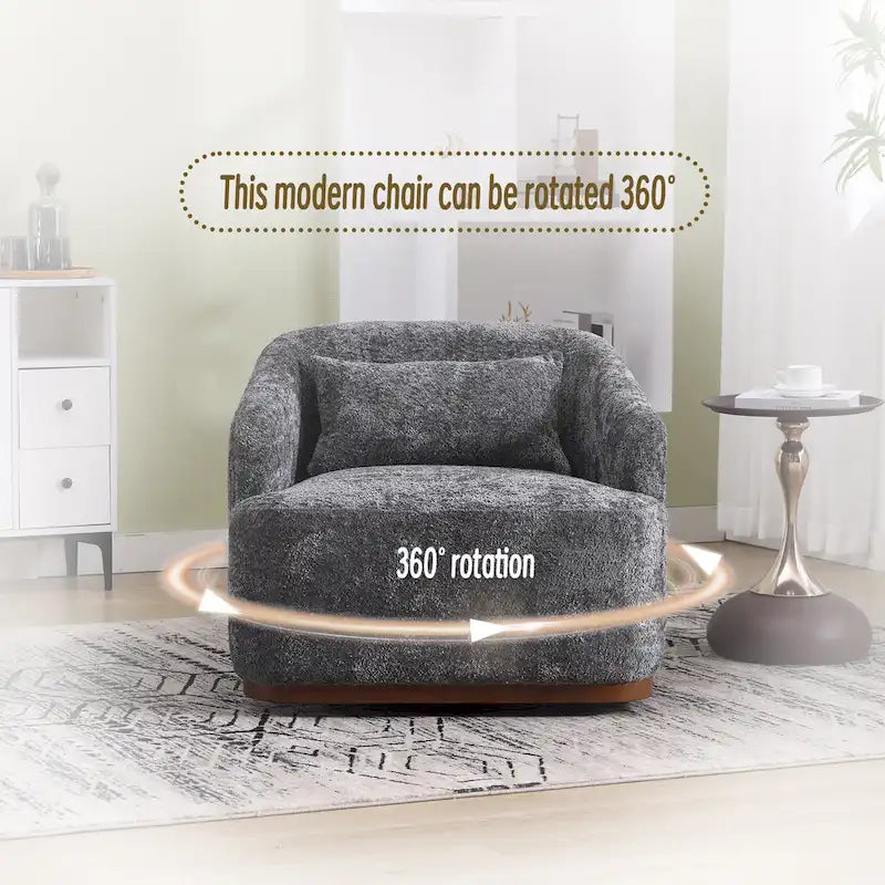 Emerald / Brown / Black / White / Gray / Wine Red Chenille & PU Swivel Accent Chair, Single Seat