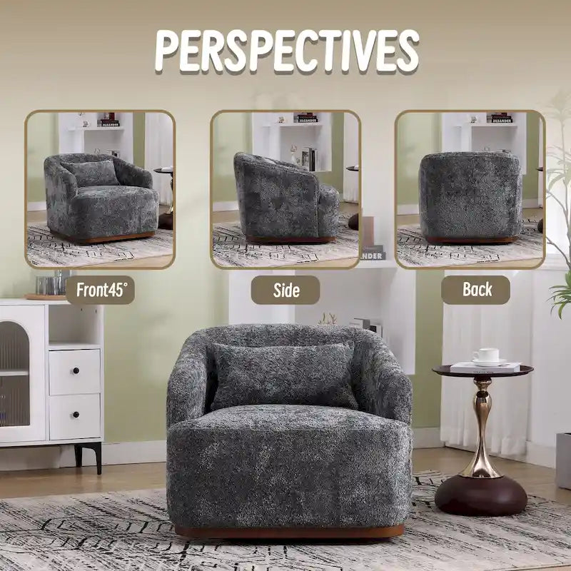 Emerald / Brown / Black / White / Gray / Wine Red Chenille & PU Swivel Accent Chair, Single Seat