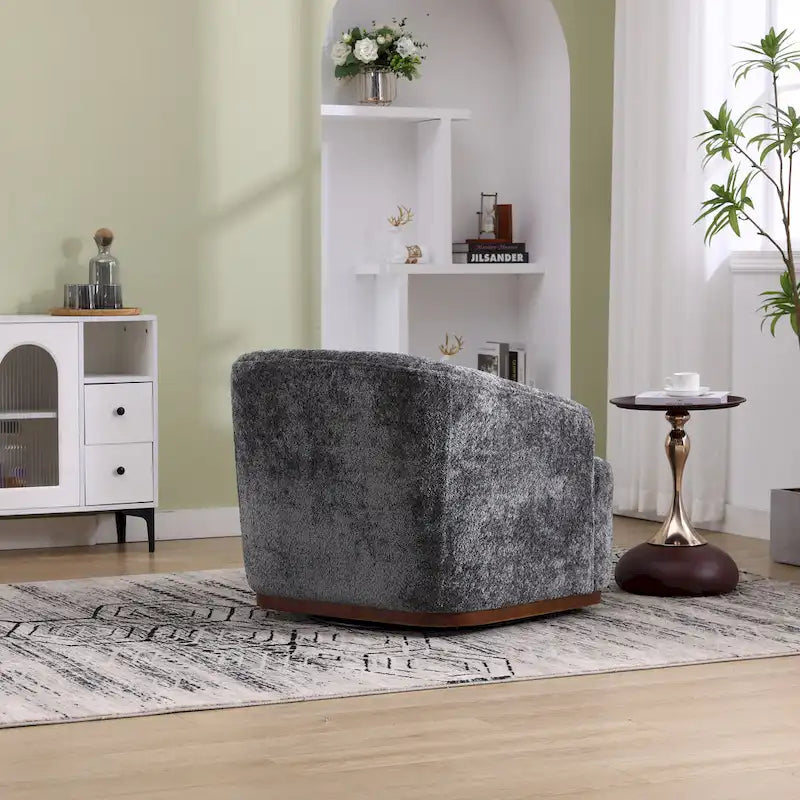 Emerald / Brown / Black / White / Gray / Wine Red Chenille & PU Swivel Accent Chair, Single Seat