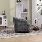 Emerald / Brown / Black / White / Gray / Wine Red Chenille & PU Swivel Accent Chair, Single Seat