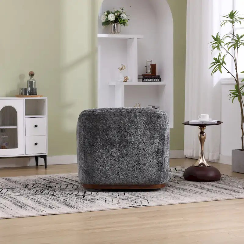 Emerald / Brown / Black / White / Gray / Wine Red Chenille & PU Swivel Accent Chair, Single Seat