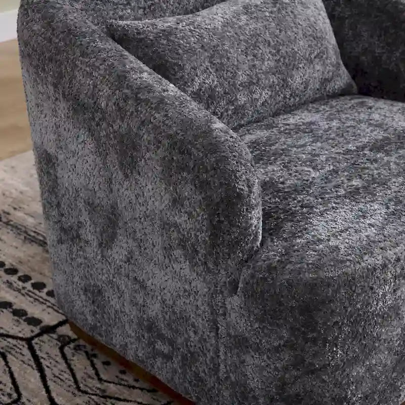 Emerald / Brown / Black / White / Gray / Wine Red Chenille & PU Swivel Accent Chair, Single Seat