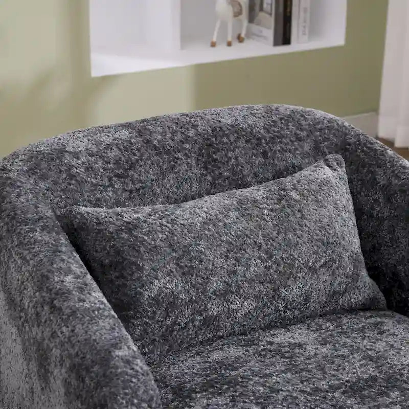 Emerald / Brown / Black / White / Gray / Wine Red Chenille & PU Swivel Accent Chair, Single Seat