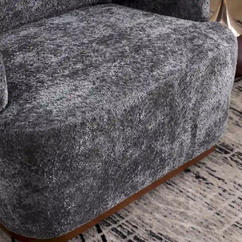 Emerald / Brown / Black / White / Gray / Wine Red Chenille & PU Swivel Accent Chair, Single Seat