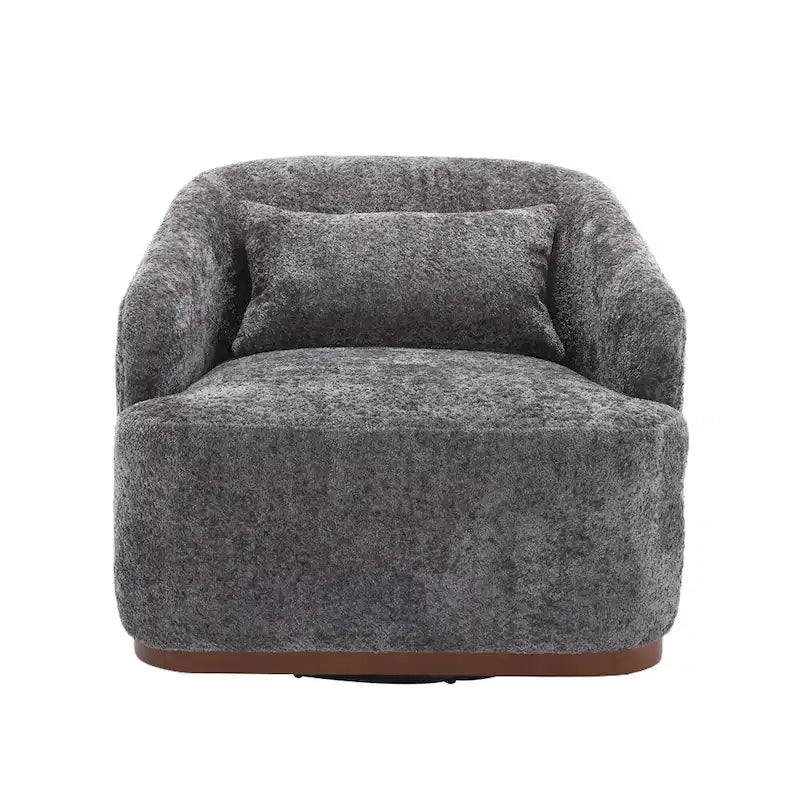 Emerald / Brown / Black / White / Gray / Wine Red Chenille & PU Swivel Accent Chair, Single Seat