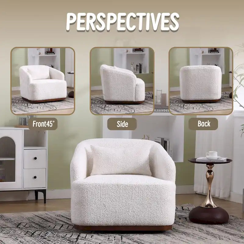 Emerald / Brown / Black / White / Gray / Wine Red Chenille & PU Swivel Accent Chair, Single Seat