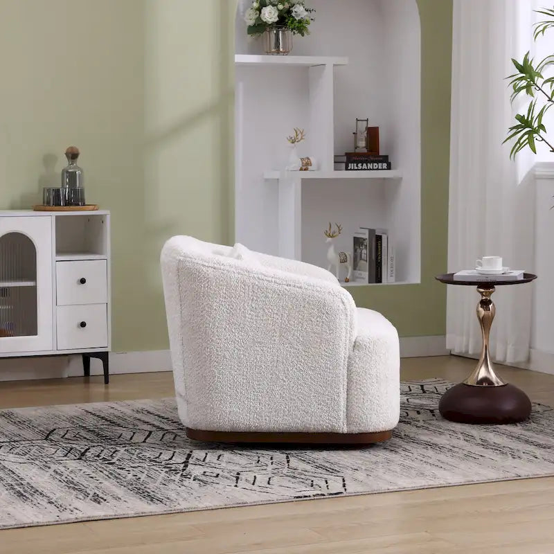Emerald / Brown / Black / White / Gray / Wine Red Chenille & PU Swivel Accent Chair, Single Seat