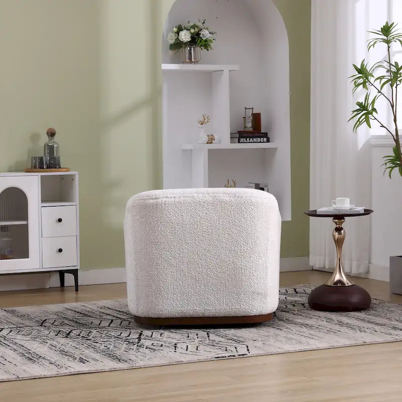 Emerald / Brown / Black / White / Gray / Wine Red Chenille & PU Swivel Accent Chair, Single Seat