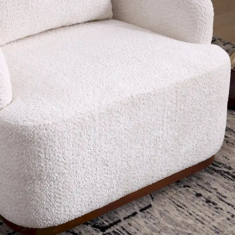 Emerald / Brown / Black / White / Gray / Wine Red Chenille & PU Swivel Accent Chair, Single Seat
