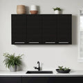 Black Wall-Mounted Cabinet with 4 Doors, Single