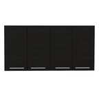 Black Wall-Mounted Cabinet with 4 Doors, Single