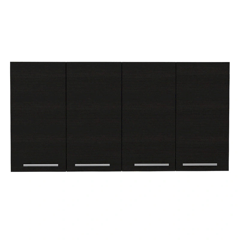Black Wall-Mounted Cabinet with 4 Doors, Single