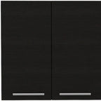 Black Wall-Mounted Cabinet with 4 Doors, Single