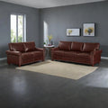 Burgundy/Navy Blue/Grey/Black PU Leather Sofa Set with Storage, 2-Piece 5-Seater