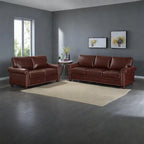 Burgundy/Navy Blue/Grey/Black PU Leather Sofa Set with Storage, 2-Piece 5-Seater