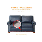 Burgundy/Navy Blue/Grey/Black PU Leather Sofa Set with Storage, 2-Piece 5-Seater
