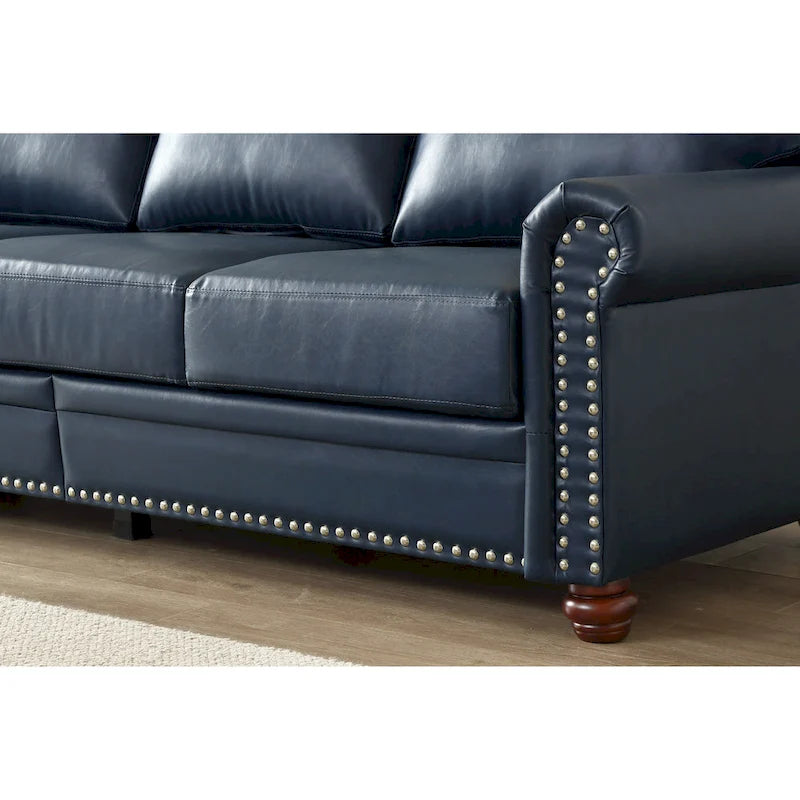 Burgundy/Navy Blue/Grey/Black PU Leather Sofa Set with Storage, 2-Piece 5-Seater