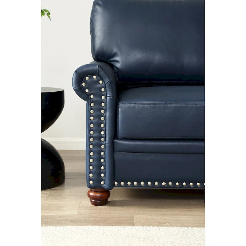 Burgundy/Navy Blue/Grey/Black PU Leather Sofa Set with Storage, 2-Piece 5-Seater